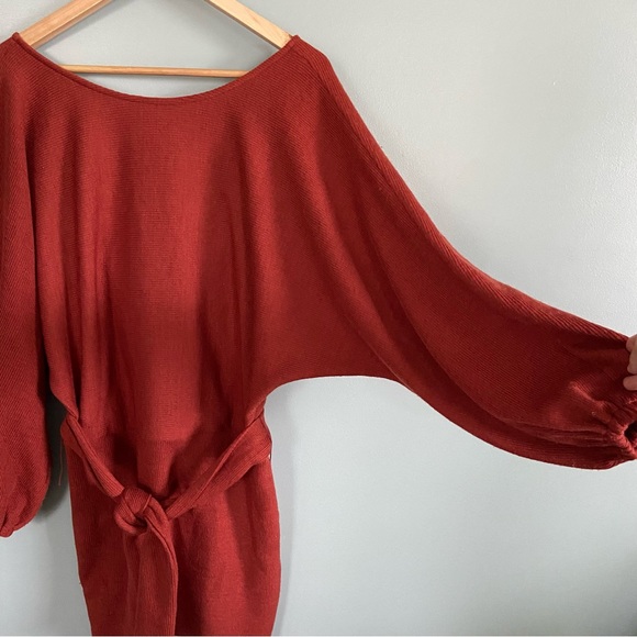 Batwing Burnt Orange Sweater Dress - Picture 2 of 4